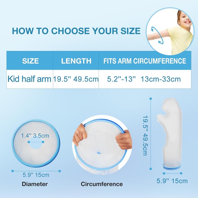 Qinaoco Waterproof Cast Cover Arm Kids, Teen Short Arm Cast Protector for Shower, Shower Sleeve for Arm Cast Bag, Arm Cover for Showering After Surgery Comfortable Watertight Seal Reusable - Image 5